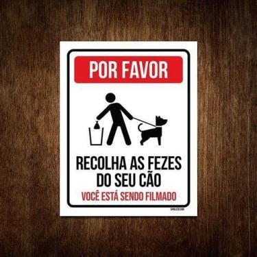 Imagem de Placa Por Favor Recolha As Fezes Do Seu Cão Filmado 27X35 - Sinalizo