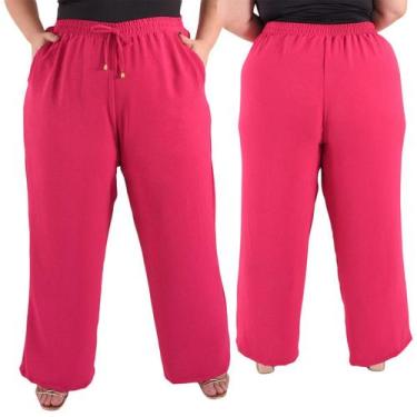 Imagem de Calça Pantalona Plus SIze Feminina Cintura Alta Dunas Tendencia - Lori