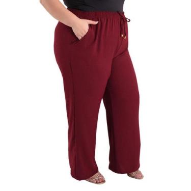 Imagem de Calça Pantalona Plus SIze Feminina Cintura Alta Dunas Tendencia - Lori