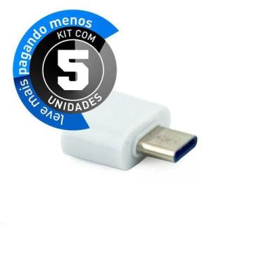 Imagem de Adaptador Usb-C Usb 3.0 Com Função Otg, Branco - Kit Com 5 - Cirilo Ca