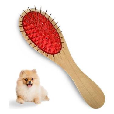Imagem de Escova Para Pet Sem Bolinha Pente Madeira Pelo Cachorro Cor Sem Bolinh