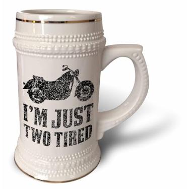 Imagem de 3dRose Motorcycle Pun Design Im Just Two Tired Biker Fun - Caneca de Stein, 510 g, 640 ml, branca