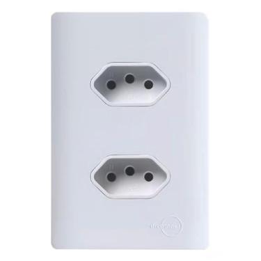 Imagem de Tomada Novara Branco 20A Dupla 4x2 Com Placa Dicompel, Branco