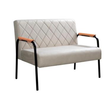 Imagem de Namoradeira Ludmilla Sofá 2 Lugares Braço Metal Recepção Escritório - 