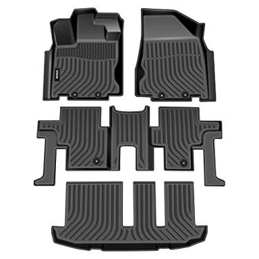 Imagem de VIWIK Tapetes de chão compatíveis com 2013-2020 Pathfinder 7 assentos/2014-2020 QX60/2013 JX35, tapetes de carro para todos os climas, conjunto completo inclui 1ª 2ª 3ª fileira, tapetes automotivos