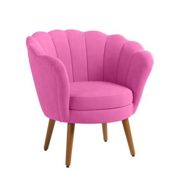 Imagem de Poltrona Decorativa Pétala Sala de Estar Tecido Veludo Rosa Kimi Decor