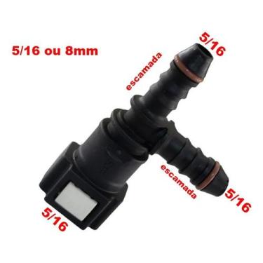 Imagem de Conector Engate Rapido Gasolina 5/16 8mm ( T ) - PARAISO DAS MANGUEIRA