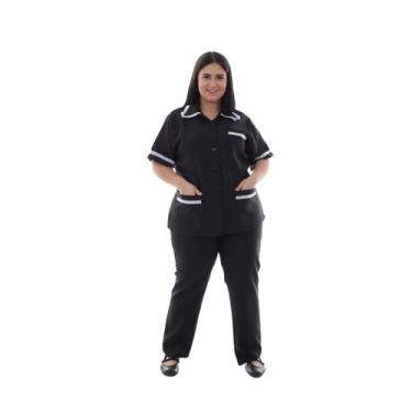 Imagem de Plus Size - Conjunto de Jaleco e Calça em Oxford para Copeira, Faxinei