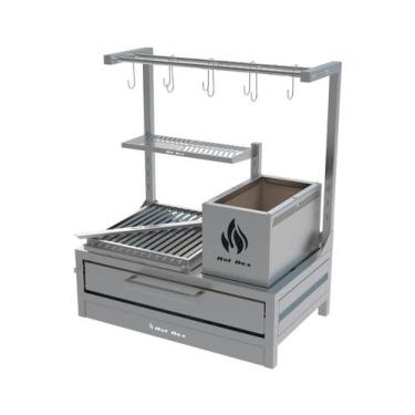 Imagem de Churrasqueira Parrilla de Bancada Inox Com Grelha Argentina e Varal co