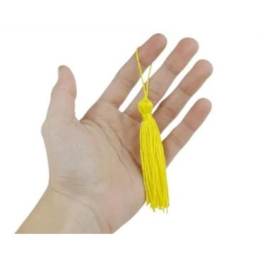 Imagem de Pingente de Seda Tassel Franja Amarelo Gema 7cm (10 Un) - Redelease