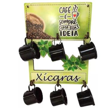 Imagem de Suporte Decorativo com 6 Canecas de Café - Chá em Alumínio - Black - R