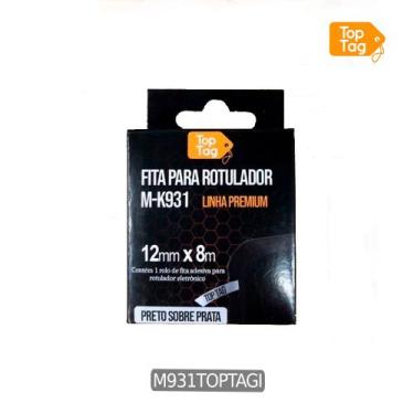Imagem de Fita Compativel P/ Rotulador Brother 12mm Preto/prata M931 - TOP TAG, 