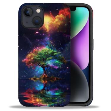 Imagem de yicomon Capa compatível com iPhone 13/iPhone 14, capa de telefone com estampa de árvore de vida bonita, durável, moderna, engraçada, capa protetora macia antiarranhões à prova de choque
