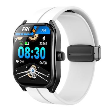 Imagem de Lamshaw Compatível com pulseira de relógio inteligente Aolon Curve, pulseira esportiva de silicone macio de 22 mm, compatível com relógio inteligente Aolon Curve de 5 cm (branco)