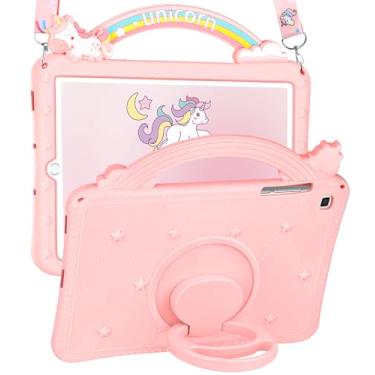 Imagem de Wazzasoft Capa para Samsung Galaxy Tab S6 Lite de 10,4 polegadas - Capa feminina fofa com desenho kawaii com suporte giratório e alça exclusiva para adolescentes Funda para Samsung Tab S6 Lite