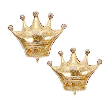 Imagem de Balões Mylar com coroa grande de 101 cm para aniversário, casamento, decoração de festa de Natal (2 peças, ouro)