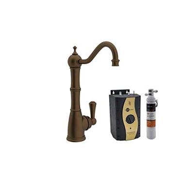 Imagem de Rohl Dispensador de água quente com alavanca única e bico de coluna U.KIT1321L-EB-2 Kit Perrin & Rowe Kitchen Completo com tanque de água quente e filtro, bronze inglês
