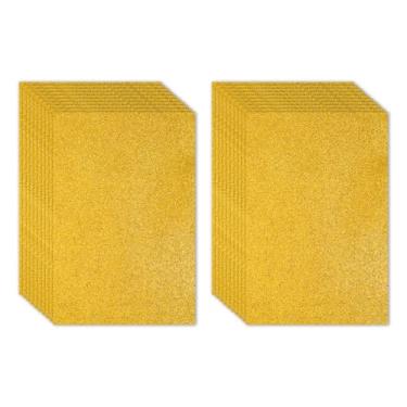 Imagem de PATIKIL Folha de espuma com glitter EVA amarelo brilhante 28 x 20 cm de espessura com adesivo traseiro brilhante EVA Glitter feltro para projetos de artesanato DIY, 20 peças