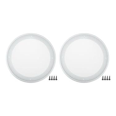 Imagem de ACROPIX Capa universal para grades de alto-falante de carro de 20,3 cm em malha redonda de 20,3 cm caixa protetora de alto-falante de áudio subwoofer com parafusos de montagem ferro ABS branco -