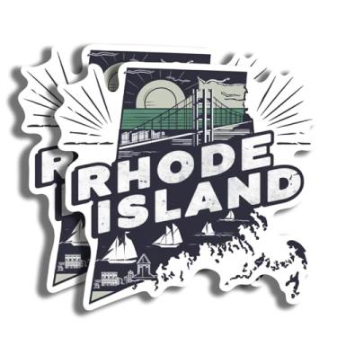 Imagem de Adesivos em formato de Rhode Island State - Escolha entre 50 estados - 2 por pacote - Decalque impresso em látex - 12,7 cm - Adere a qualquer superfície plana lisa - Vinil para veículos, skates,