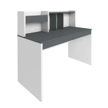 Imagem de Escrivaninha France 2 GV Grafito e Branca - Artany, Grafito e Branco