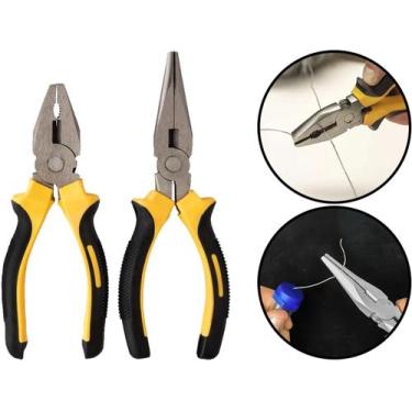 Imagem de Kit 2 Alicates Universal E Bico Fino Para Mecânico Eletricista Reparos