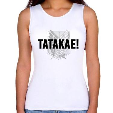 Imagem de Regata Feminina Tatakae! - Foca na Moda, Branco, GG