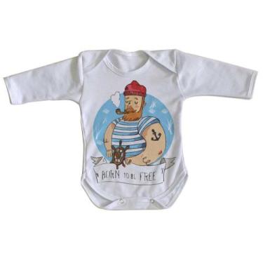 Imagem de body nenê criança roupa bebê manga longa Marinheiro Free - Empório Dut