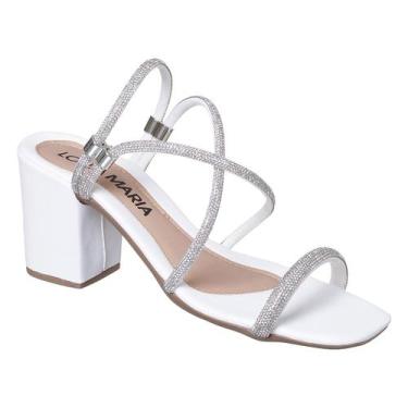 Imagem de Sandália de salto com brilho lolla maria - Lolla Maria Calçados, Branc