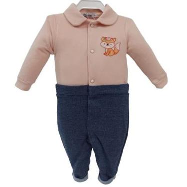 Imagem de Macacão Longo Bebê Menina Luxo Zafielo Moletino Inverno 547 , Rosa pes