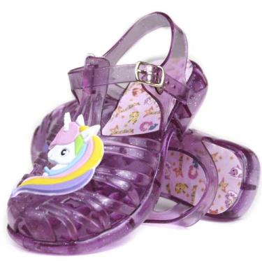 Imagem de Sandália Feminina Infantil Estrelinha Gliter Unicórnio, 24, Rosa