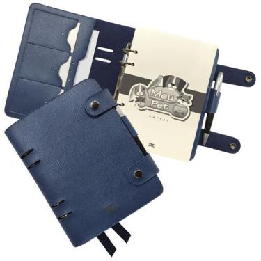 Imagem de Agenda Meu Pet 150-R Personalizada Raffai Couros, Azul Jeans