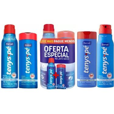 Imagem de Kit 6 Tenys Pé Desodorante Sapato Jato Seco 150ml Talco 100g - Baruel