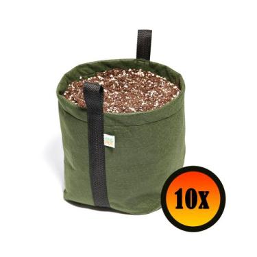 Imagem de 10 Vasos De Planta De Feltro 11 Litros Com Alças King Pot, Verde