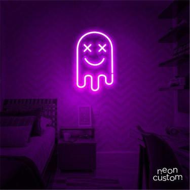 Imagem de luminaria letreiro Neon Led Fantasma 80x50 luminoso decoração p/ selfi