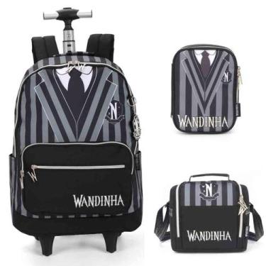 Imagem de Mochila Escolar Rodinhas Wandinha Com Lancheira e Estojo - Luxcel, Pre