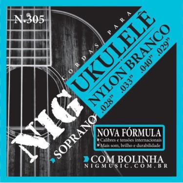 Imagem de Encordoamento NIG para Ukulele Soprano nylon branco com bolinha N-305