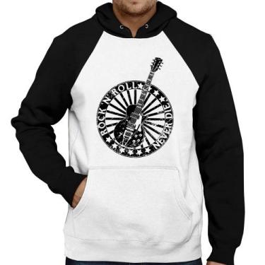 Imagem de Moletom Rock n Roll Never Die Guitarra - Foca na Moda, Branco, Preto, 