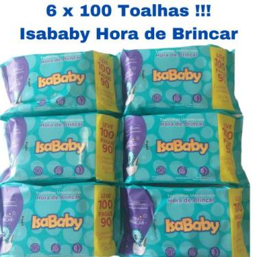 Imagem de 6 Toalhas Lenços Umedecidos Infantil Hora de Brincar Com 100 Unidades 