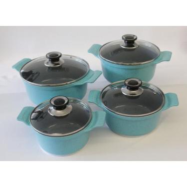 Imagem de Jogo de panelas cerâmica javali com tampa de vidro aluminio fundido 4 