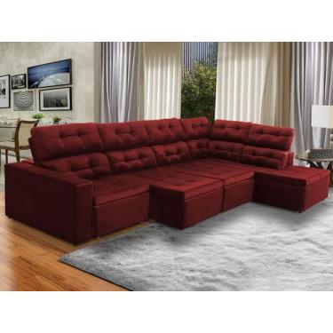 Imagem de Sofá de Canto Chaise D 373x220Cm Retrátil Reclinável Mola Bonnel Prime