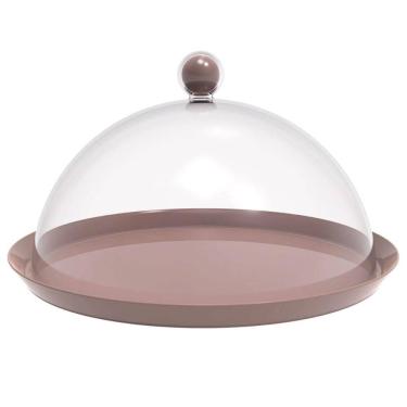 Imagem de Porta Bolo Torta 30cm Bubble com Cúpula Amêndoa Crippa Boleira Doces Petiscos