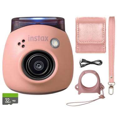 Imagem de FUJIFILM Câmera digital Fuji rosa em pó INSTAX PAL + capa personalizada e pacote de acessórios para cartão de memória de 32 gb