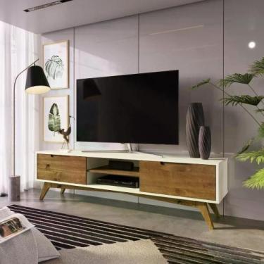 Imagem de Rack Happy 2 Gavetas e 2 Nichos 185 cm Madeira Taeda/MDF Off White/Gar