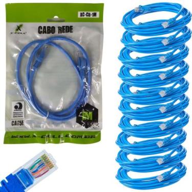 Imagem de Cabo de Rede 1 Metro Internet Crimpador Rj45 Cat5e Azul - X-CELL, 10 u