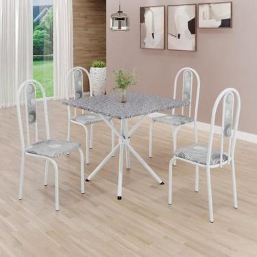 Imagem de Conjunto Sala de Jantar Mesa Quadrada 75x75cm Tampo Granito Ocre 4 Cad