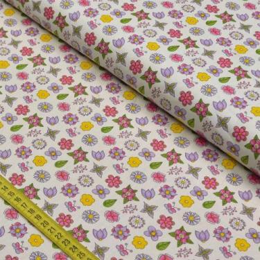 Imagem de Tecido Estampado para Patchwork - Fofurices: Mini Flower Creme (0,50x1