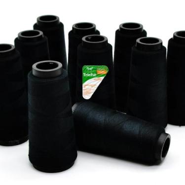 Imagem de Kit Linha para Costura Reta 120 Preto Trichê - 1300 metros - 10 Unidad