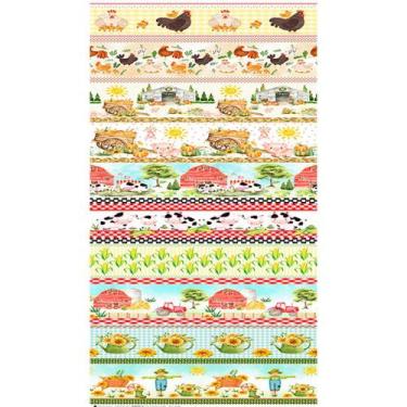 Imagem de Tecido Estampado para Patchwork - Barrado Fazendinha  (0,50x1,40) - Fe