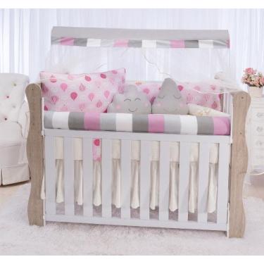Imagem de Kit enxoval para berço baloeiro rosa menina - MEDINA CONFECÇÕES